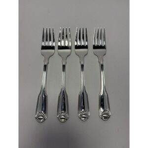 Oneida Community Cube Silver Shell 1978 Silverplate Salad Forks Set of 4 Excelle